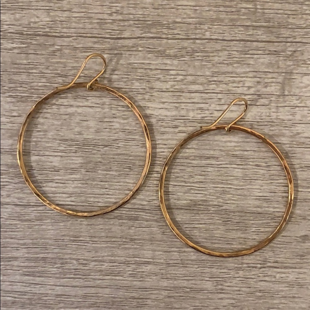 Gold hammered hoops
